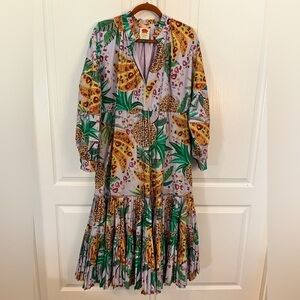 FARM RIO M Lilac Mixed Fruits Midi Dress